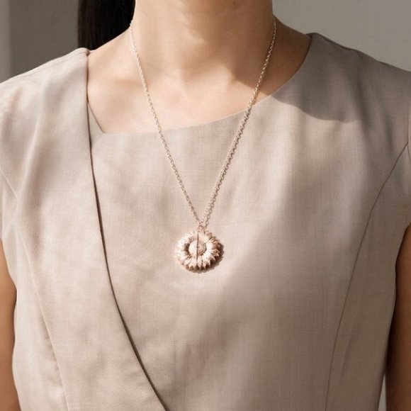 You Are My Sunshine Sunflower Pendant Necklace, Rose Gold - Picture 8 of 12
